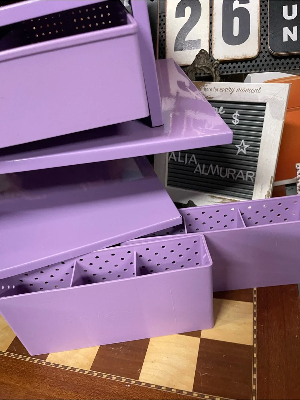 Purple desk or locker organizer